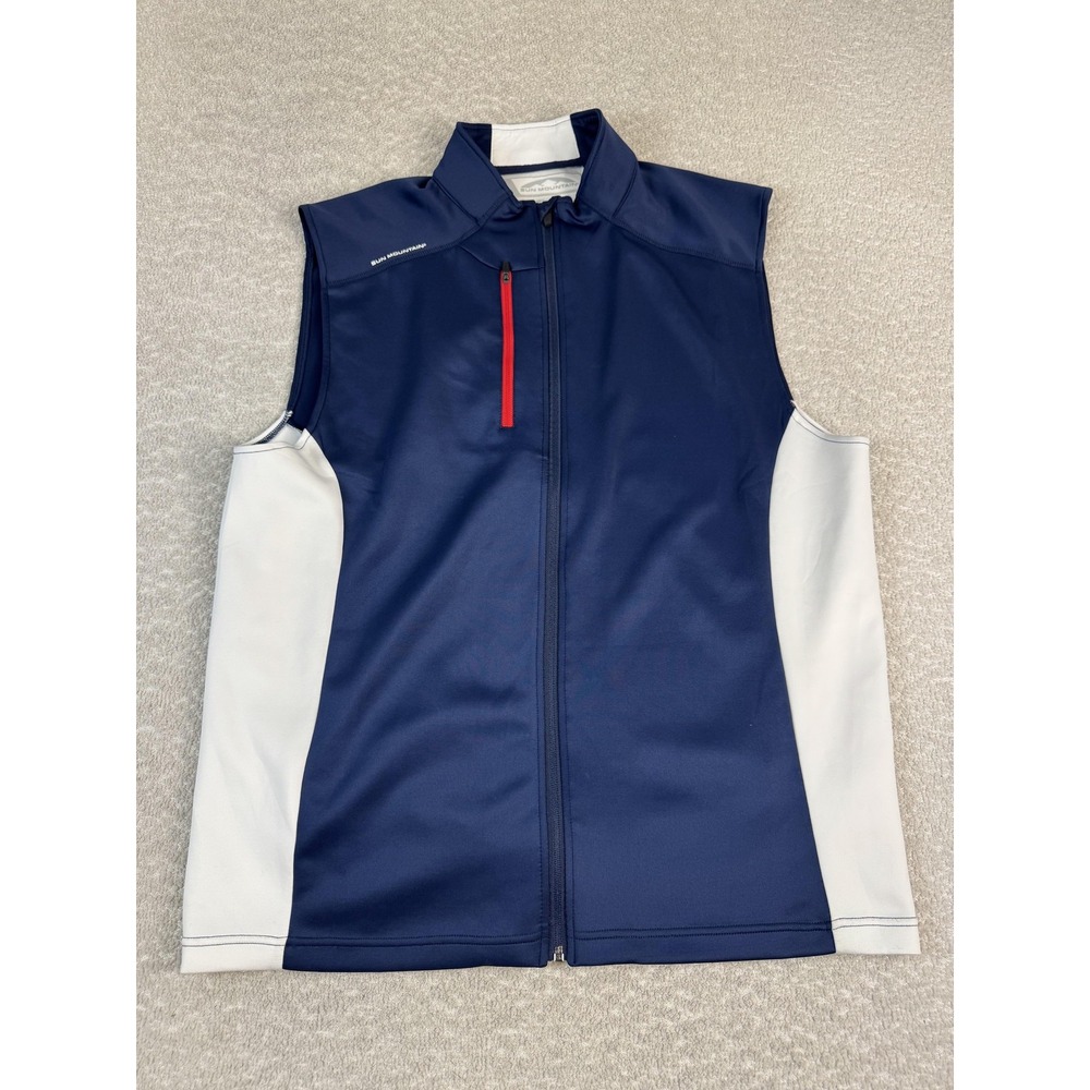 Sun Mountain Vest Mens XL Blue White Thermal Wear Golf Full Zip Softshell Jacket